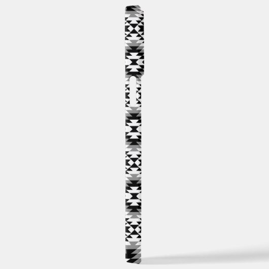 Aztec Stylized BW+Gray Symbol Pattern iPhone Hülle (Rechte Seite)
