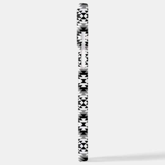 Aztec Stylized BW+Gray Symbol Pattern iPhone Hülle (Linke Seite)