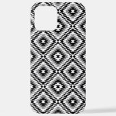 Aztec Stylized BW+Gray Symbol Pattern iPhone Hülle (Rückseite)