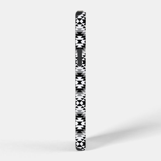 Aztec Stylized BW+Gray Symbol Pattern iPhone Hülle (Rechte Seite)