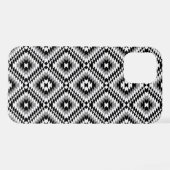 Aztec Stylized BW+Gray Symbol Pattern iPhone Hülle (Rückseite (Horizontal))