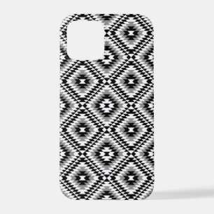 Aztec Stylized BW+Gray Symbol Pattern iPhone 12 Pro Hülle