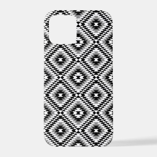 Aztec Stylized BW+Gray Symbol Pattern iPhone Hülle (Rückseite)