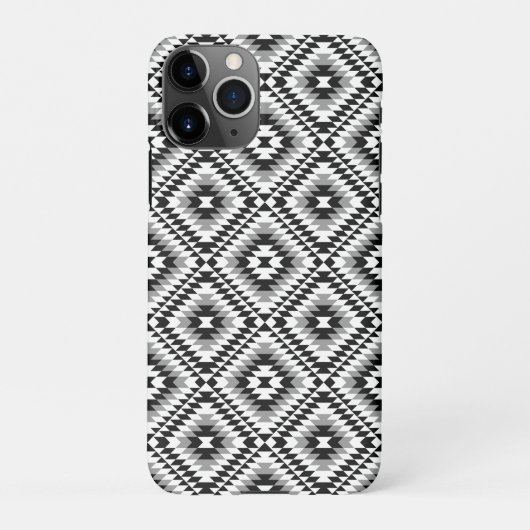 Aztec Stylized BW+Gray Symbol Pattern iPhone Hülle (Rückseite)
