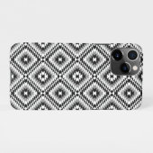 Aztec Stylized BW+Gray Symbol Pattern iPhone Hülle (Rückseite (Horizontal))