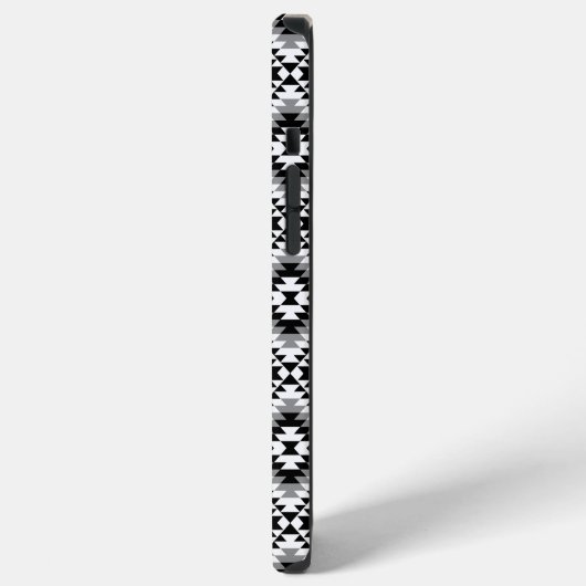 Aztec Stylized BW+Gray Symbol Pattern iPhone Hülle (Linke Seite)