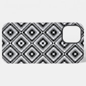 Aztec Stylized BW+Gray Symbol Pattern iPhone Hülle (Rückseite (Horizontal))