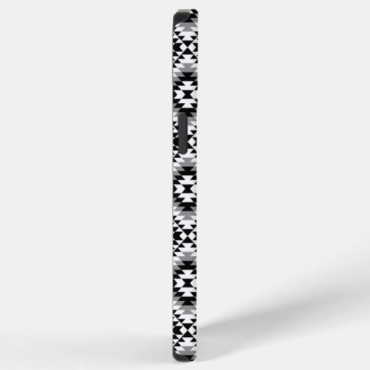 Aztec Stylized BW+Gray Symbol Pattern iPhone Hülle (Rechte Seite)