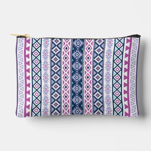 Aztec Stylized (V) Ptn Pinks Purples Blues White Zubehörtasche (Vorderseite)