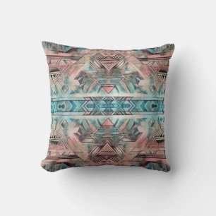 Aztec Südwestpastellfarben rosa und blau Kissen