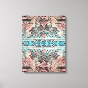 Aztec Südwestpastellfarben rosa und blau Leinwanddruck