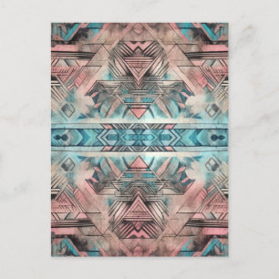 Aztec Südwestpastellfarben rosa und blau Postkarte