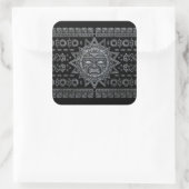 Aztec Sun God - Stone on Black Quadratischer Aufkleber (Tasche)
