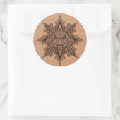 Aztec Sun Mask Brown Runder Aufkleber (Tasche)