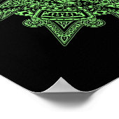 Aztec Sun Mask Green auf schwarz Poster (Ecke)