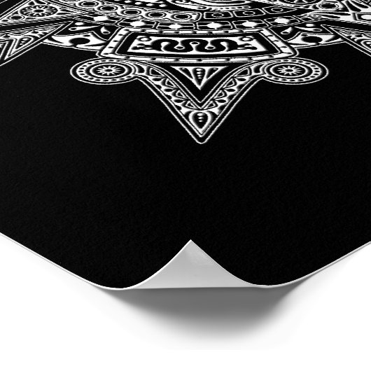 Aztec Sun Mask White auf schwarz Poster (Ecke)