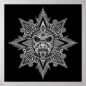 Aztec Sun Mask White auf schwarz Poster (Vorne)