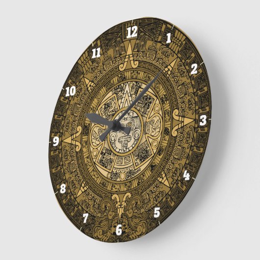 AZTEC SUN STONE CALENDAR GOLD SYMBOL GROßE WANDUHR (Winkel)