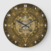 AZTEC SUN STONE CALENDAR GOLD SYMBOL GROßE WANDUHR (Vorderseite)