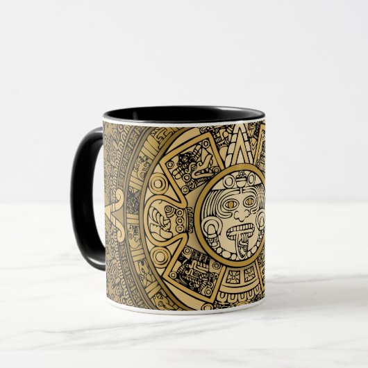AZTEC SUN STONE CALENDAR GOLD SYMBOL TASSE (Vorderseite Links)