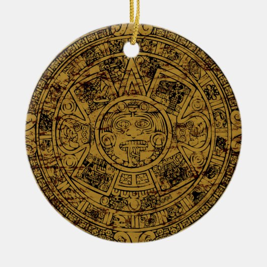 Aztec Sun Stone Calendar Keramik Ornament (Vorne)