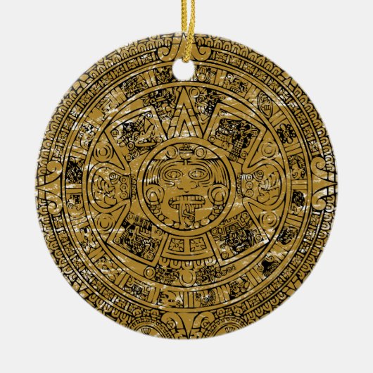 Aztec Sun Stone Calendar Keramikornament (Vorne)