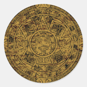 Aztec Sun Stone Calendar Runder Aufkleber