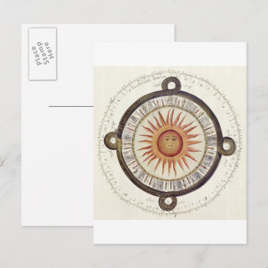 Aztec Sun Stone Kalender Postkarte (Vorne/Hinten)