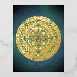 Aztec Sun Stone Maya Kalender 1 Folien Feiertagspostkarte