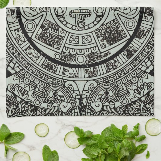 Aztec Sun Stone Maya Kalender 1 Geschirrtuch (Gefaltet)