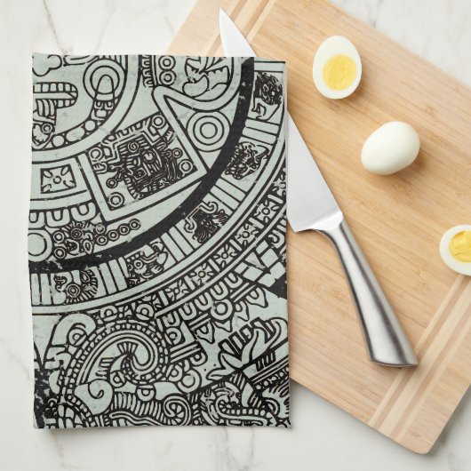 Aztec Sun Stone Maya Kalender 1 Geschirrtuch (Viertel Falte)