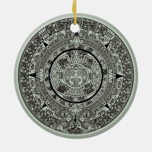 Aztec Sun Stone Maya Kalender 1 Keramik Ornament (Hinten)