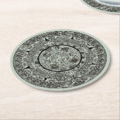 Aztec Sun Stone Maya Kalender 1 Runder Pappuntersetzer (Angewinkelt)