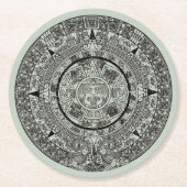 Aztec Sun Stone Maya Kalender 1 Runder Pappuntersetzer (Vorderseite)