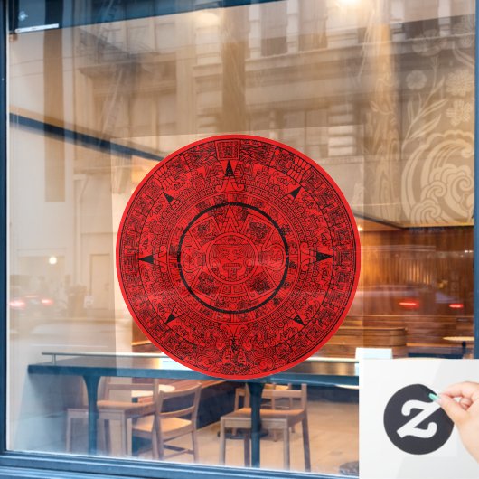 Aztec Sun Stone Maya Kalender 2 Fensteraufkleber (Café-Fenster)