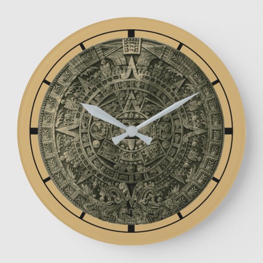 Aztec Sun Stone Zodiac Kalender Große Wanduhr (Vorderseite)
