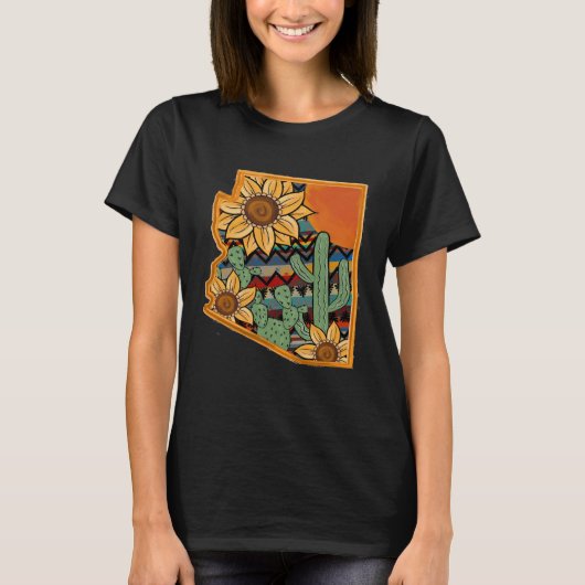 Aztec Sunflower Arizona Männer und Frauen T-Shirt (Vorderseite)