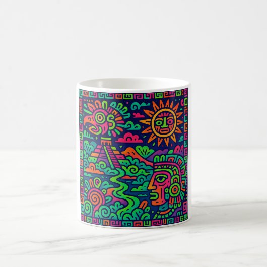 Aztec Sunrise - Neon Mayan Tasse (Mittel)