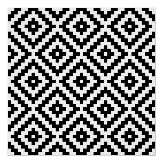 Aztec Symbol Block Big Ptn Black & White I Poster (Vorderseite)