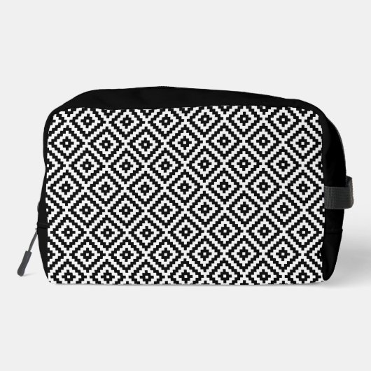 Aztec Symbol Block Muster BW Waschbeutel (Rückseite)