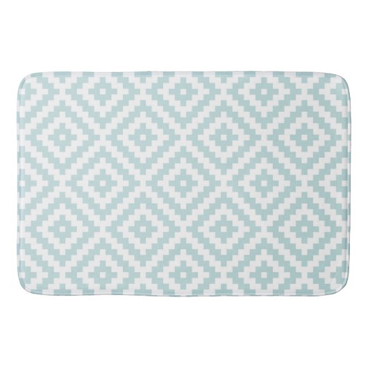 Aztec Symbol Block Ptn Duck Egg Blue & White I Badematte (Vorderseite)