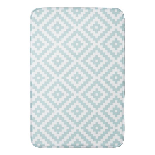 Aztec Symbol Block Ptn Duck Egg Blue & White I Badematte (Vorderseite Vertikal)