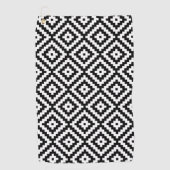 Aztec Symbol Blockmuster Schwarz+Weiß B Golfhandtuch (Vorderseite)