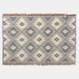 Aztec Symbol Stilisierte Muster Blaue Creme Sand Decke