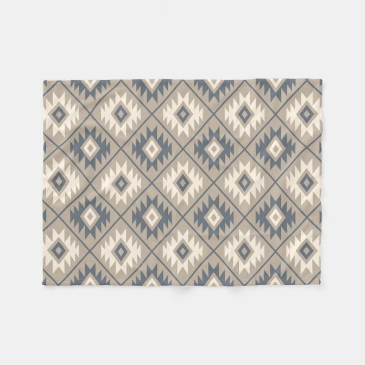 Aztec Symbol Stilisierte Muster Blaue Creme Sand Fleecedecke (Vorderseite (Horizontal))