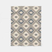 Aztec Symbol Stilisierte Muster Blaue Creme Sand Fleecedecke (Vorderseite)