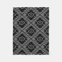 Aztec Symbol Stylisiert Big Ptn Black auf Gray