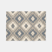 Aztec Symbol Stylisiert Big Ptn Blue Cream Sand Fleecedecke (Vorderseite (Horizontal))