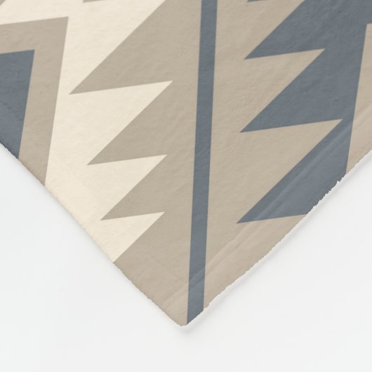 Aztec Symbol Stylisiert Big Ptn Blue Cream Sand Fleecedecke (Ecke)
