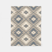 Aztec Symbol Stylisiert Big Ptn Blue Cream Sand Fleecedecke (Vorderseite)